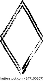 Frame rhombus texture element, outline border grunge shape icon, decorative doodle for design in vector illustration
