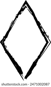 Frame rhombus texture element, outline border grunge shape icon, decorative doodle for design in vector illustration