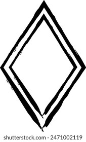 Frame rhombus texture element, outline border grunge shape icon, decorative doodle for design in vector illustration