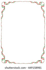 Frame of ribbon with the colors of the Italy flag