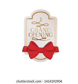 frame and ribbon with label grand opening