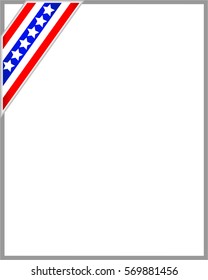 frame with ribbon in the style of the US flag in the upper left corner with blank space for text