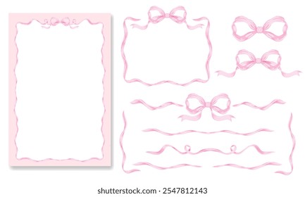 Frame of Ribbons watercolor stye for invitation card, art work, template and so on.