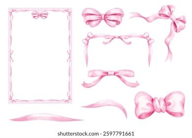 Frame of Ribbons watercolor style for invitation card, artwork, template and so on.