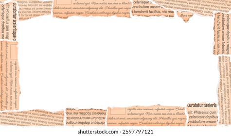 Frame of rip paper with unreadable text in realistic style