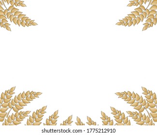 Frame of ripe bread ears for Thanksgiving greeting cards. Harvest. Vector illustration in cartoon style with copy space.