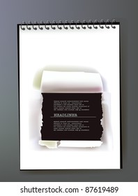 frame ripped paper design and note pad