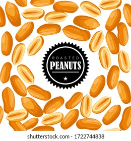 Frame Roasted Peanut nut seed. Peanuts seamless pattern. Realistic nuts. Template for packaging.