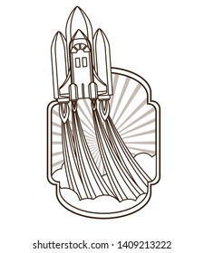 frame with rocket taking off icon