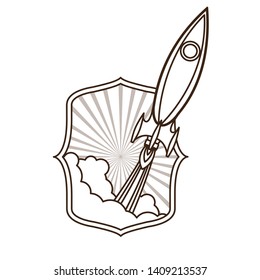 frame with rocket taking off icon