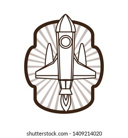 frame with rocket taking off icon