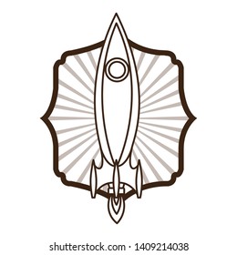 frame with rocket taking off icon