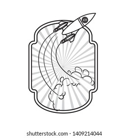 frame with rocket taking off icon