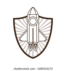 frame with rocket taking off icon