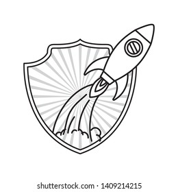 frame with rocket taking off icon
