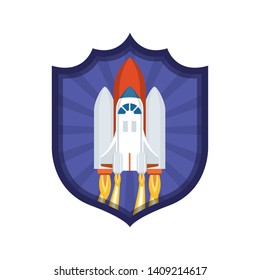 frame with rocket taking off icon