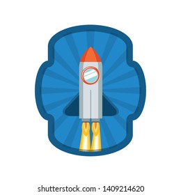 frame with rocket taking off icon
