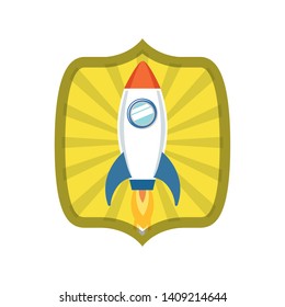 frame with rocket taking off icon