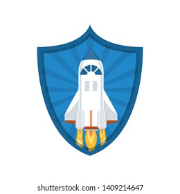 frame with rocket taking off icon
