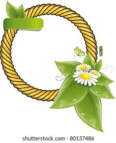 Frame of rope and chamomile, vector illustration, eps-10