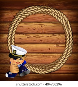 frame of ropes on a wooden background