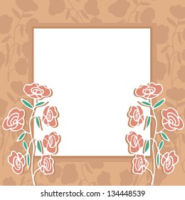 Frame of rose flower on empty space background