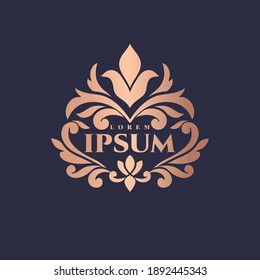 Rahmen mit rosafarbenem Vektorschmuck auf schwarzem Hintergrund. Elegante, klassische Elemente. Kann für Schmuck-, Beauty- und Modebranche verwendet werden. Ideal für Logo, Emblem oder jede gewünschte Idee.