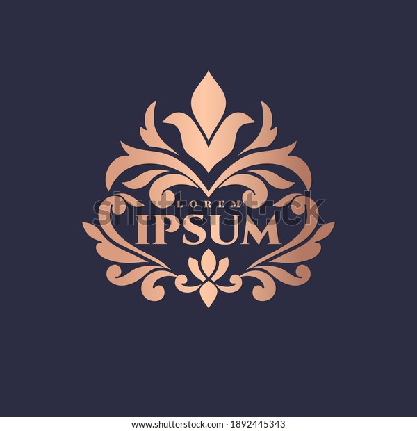 Frame with rose gold vector ornament on a black
background. Elegant, classic elements. Can be used for jewelry,
beauty and fashion industry. Great for logo, emblem, or any desired
idea.