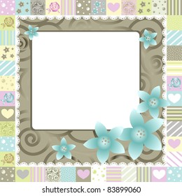 frame with roses and hearts