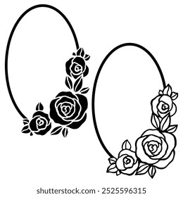 Marco con rosas aisladas sobre un fondo blanco