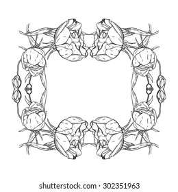 The frame of roses, monochrome