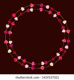 Frame roses on Burgundy background