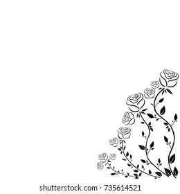 frame of roses on a white background. For greeting birthday, wedding, Valentine's day, holiday, celebration, party, postcard. Vector illustration.