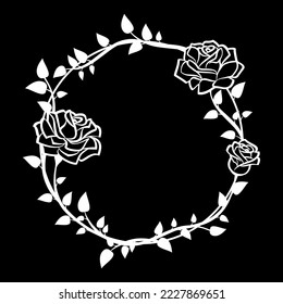 Frame of roses. Stylish ornamental border. Floral design elements. Vector illustration