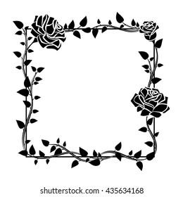 Frame of roses. Stylish ornamental border with roses. Floral design elements. Vector illustration