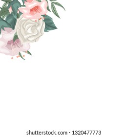 Frame of roses and tulips for dedication