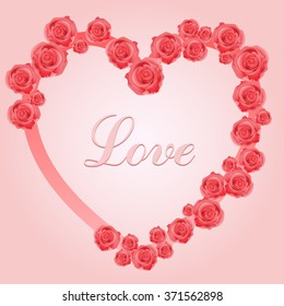 Frame with roses, Valentine's Day or wedding template