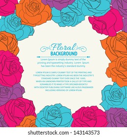 Frame with roses. Vector illustration.