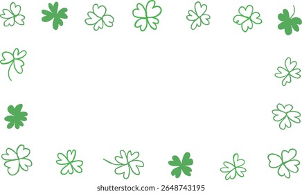 Frame of rough clover leaf doodle. Hand drawn illustration vector. Copy space.