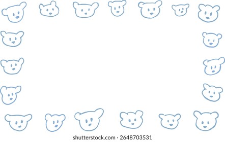 Frame of rough cute bears doodle. Hand drawn illustration vector. Copy space.