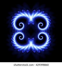 Frame round neon blue pattern. Neon gradient pattern on a black background. Vector illustration