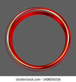 Frame round red gold decor isolated