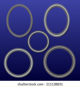 frame round shape for photos and pictures silver on a dark blue background