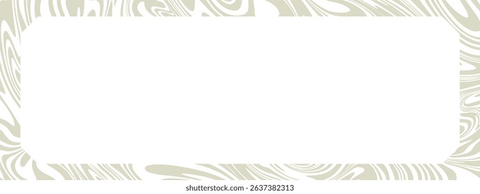 A frame with rounded rectangular inner corners, featuring a subtle, marbled or liquid like pattern in a light, neutral beige or off white color schem