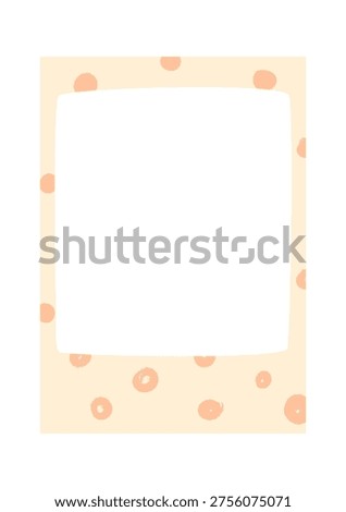 Frame with rounded window and hand drawn dots, soft edges and kid friendly style. Concept of nursery border, baby announcement, playtime memo, and joyful message space. Cartoon vector illustration.
