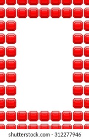 Frame of rubies. Red box with space for text. Precious stones
