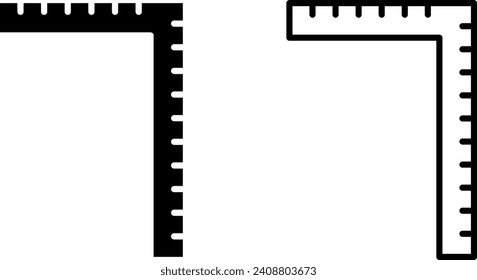 frame ruler icon, sign, or symbol in glyph and line style isolated on transparent background. Vector illustration