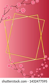 Frame sakura  vector  background illustration  East Asian Culture Springtime banner  