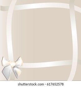 Frame of satin ribbons with bow, vector illustration