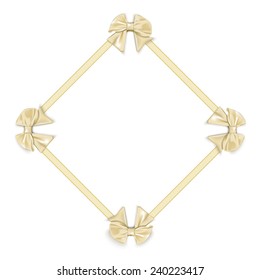frame with satin ribbons with bows, isolated on white background, EPS10